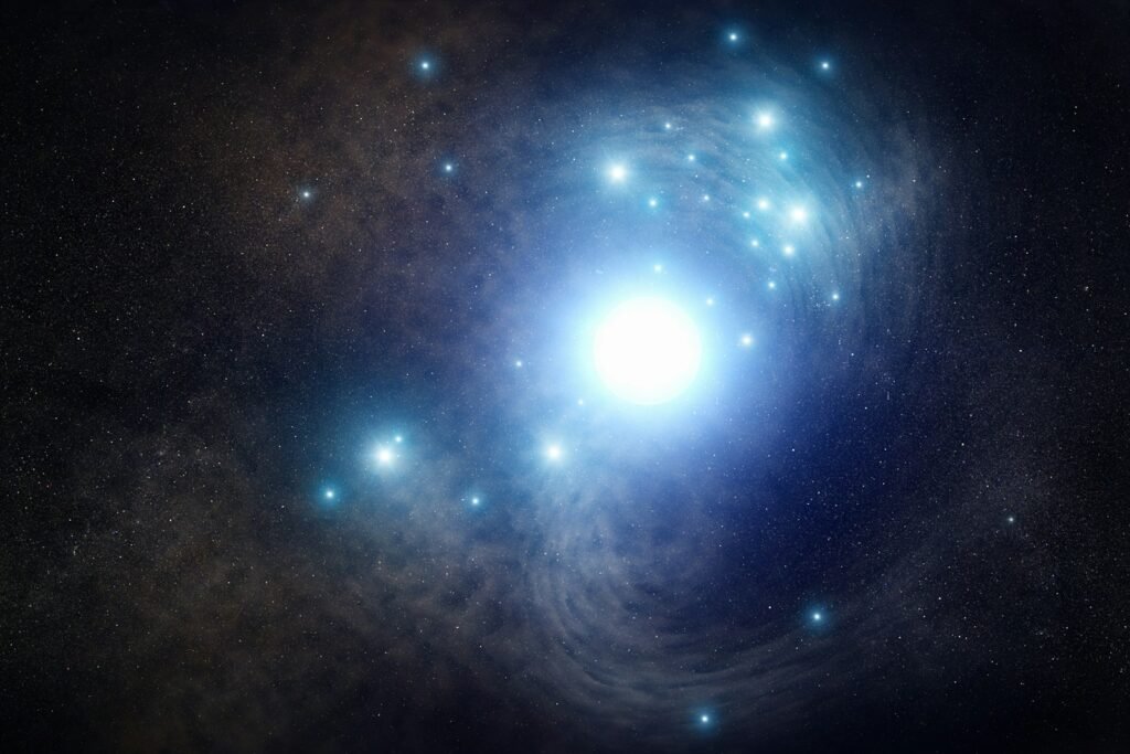 a bright blue star surrounded by stars in the sky Universe Expanding